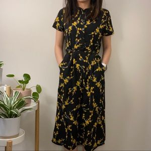 Black Floral Dress with Pockets Size M Yesstyle